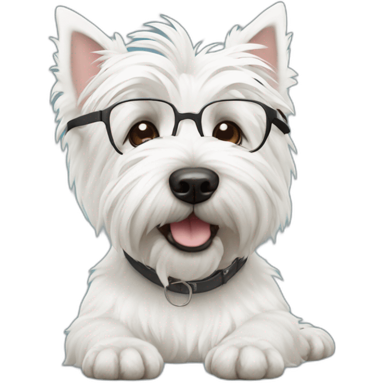 west highland white terrier with glasses emoji