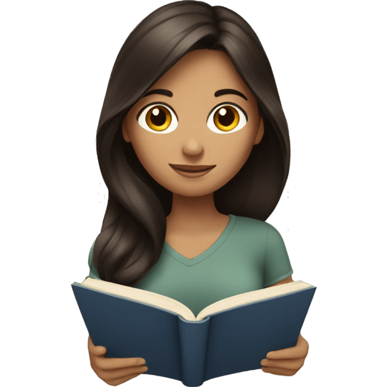 Brunette girl reading a book emoji