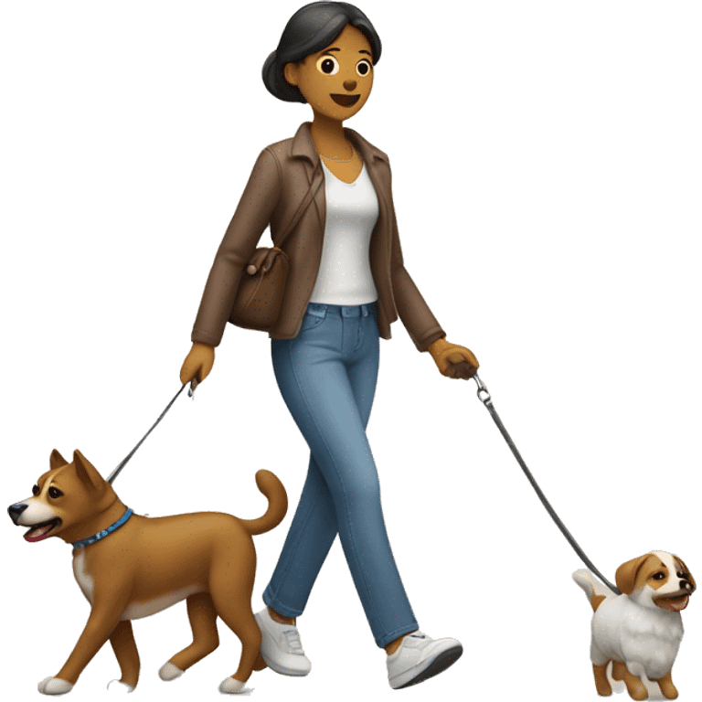 mujer paseando un perro  emoji