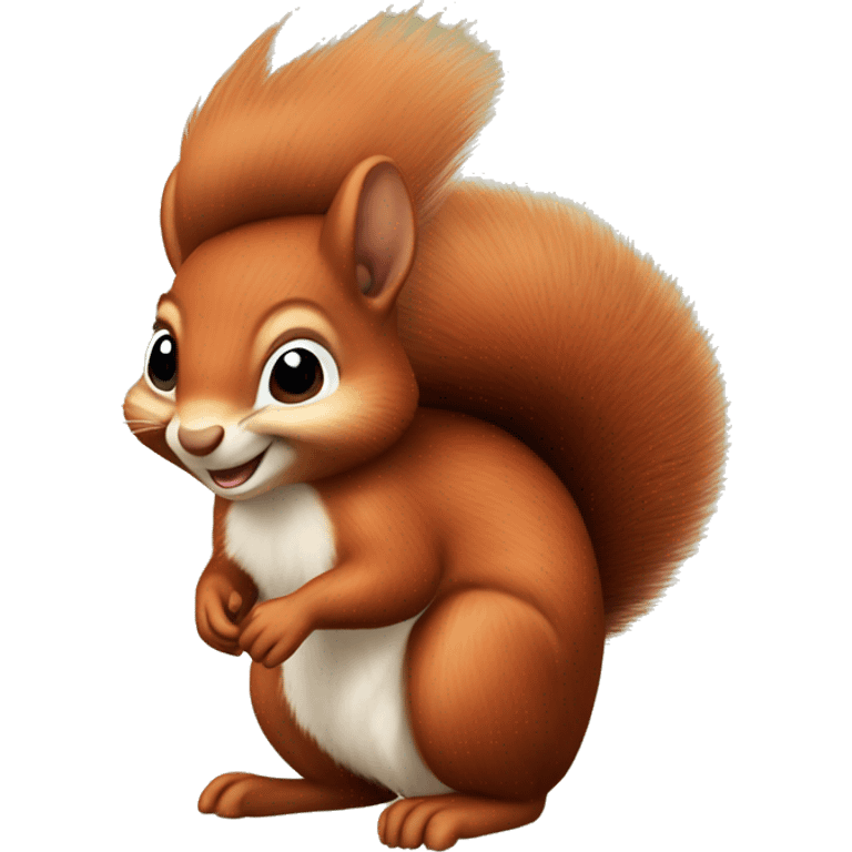 Cute red squirrel smiling with bushy tail and bushy ears no hair on head emoji