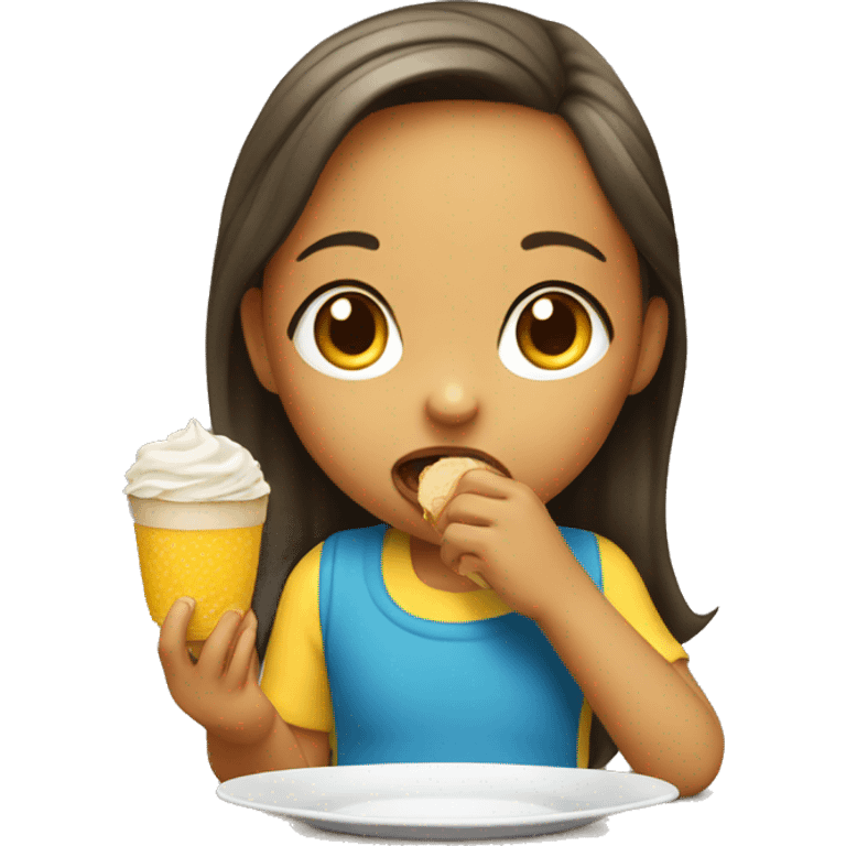 Little girl eating  emoji