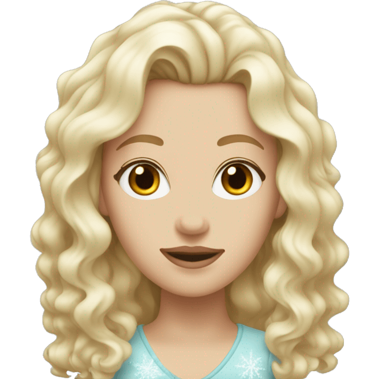 White girl with blonde wavy hair covered in ice  emoji