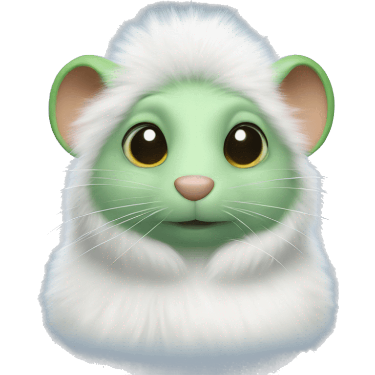 Green rat with a fluffy white fur coat  emoji