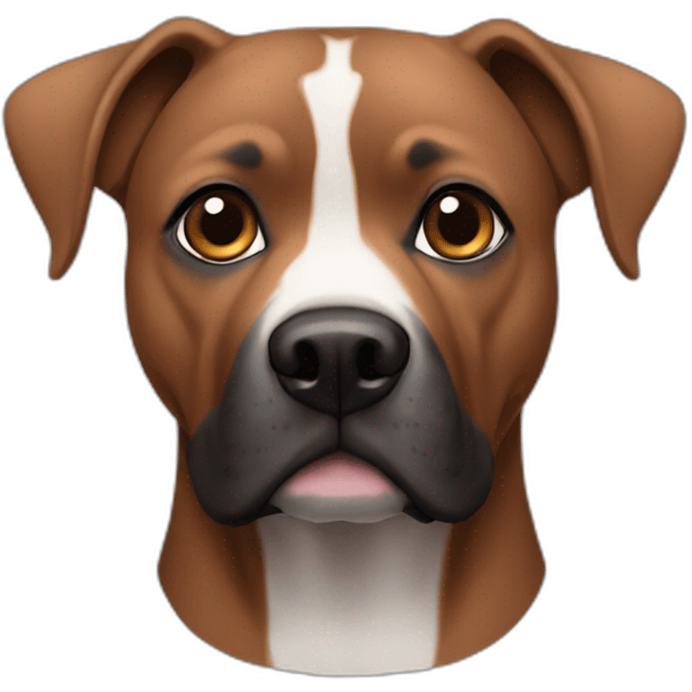 brown pitbul with black and white snout and pointy ears emoji