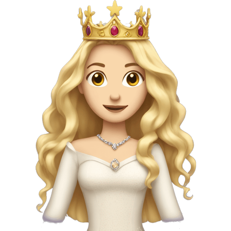 A princess with a beautiful crown and long blonde hair  emoji