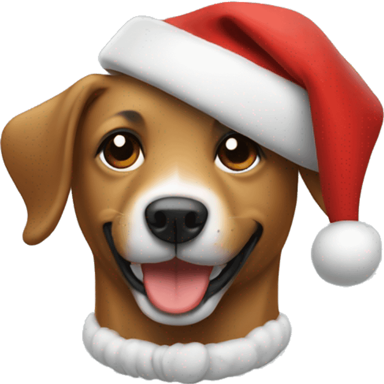 A dog happy with a Christmas hat  emoji