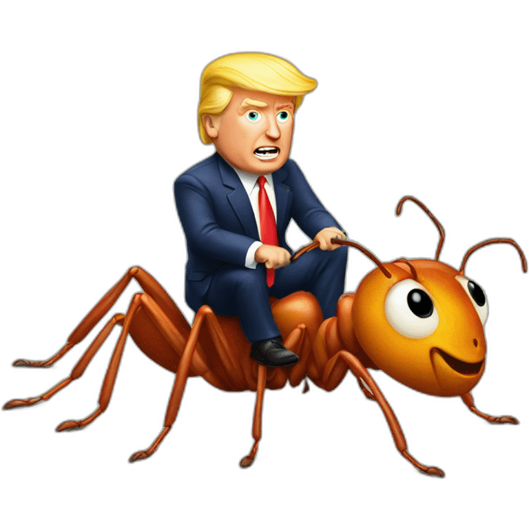 Trump riding an ant emoji