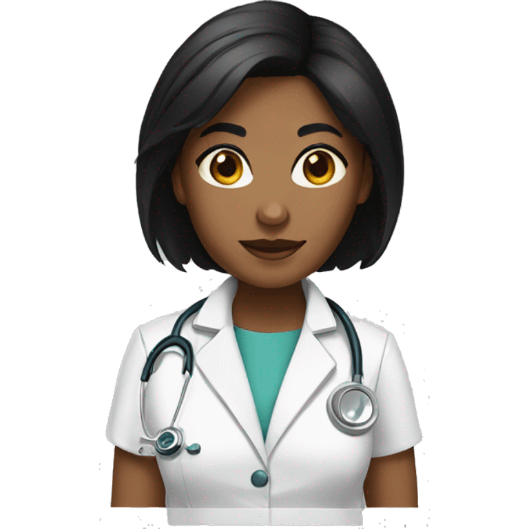 Woman doctor brown skin short black hair emoji