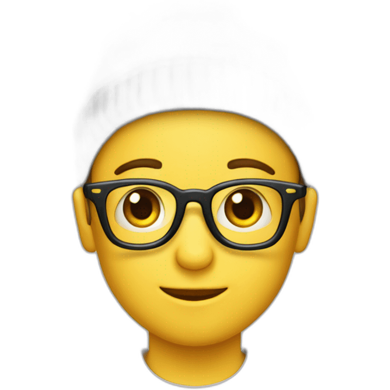 Garçon avec une paire de lunettes ET un bonnet emoji