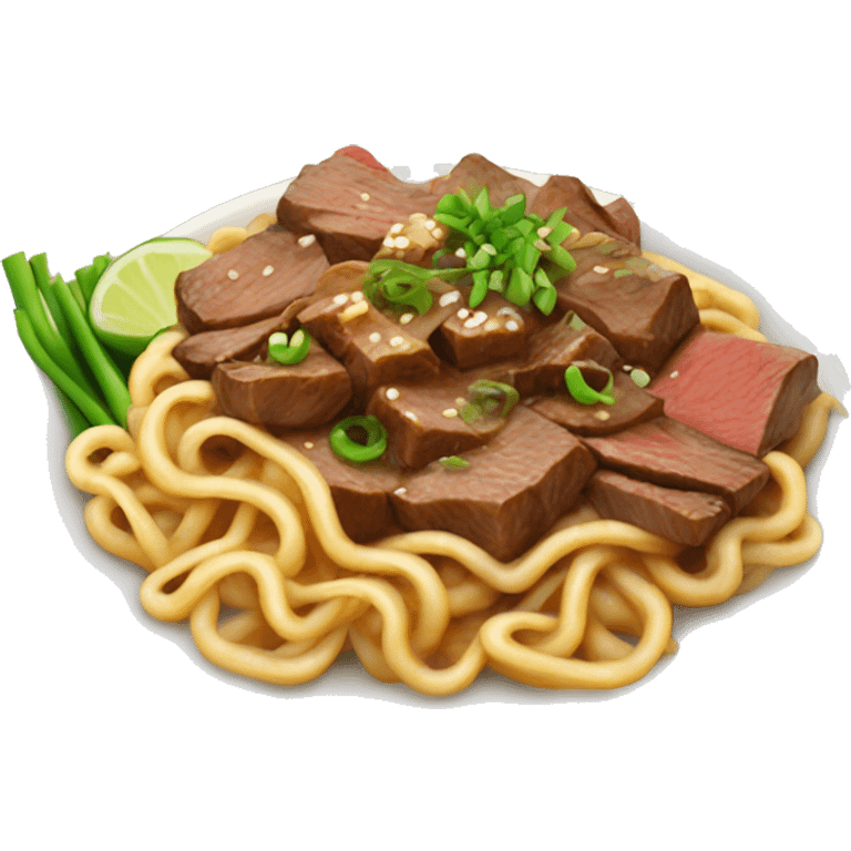 Thai food, beef pad see ew, noodle emoji