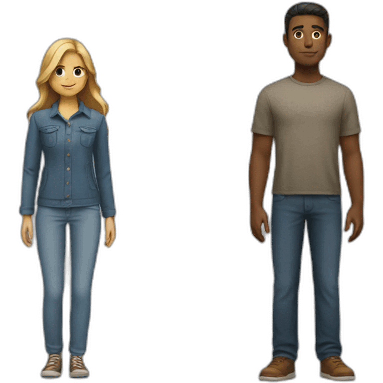 Guy and girl standing facing opposite back to back emoji