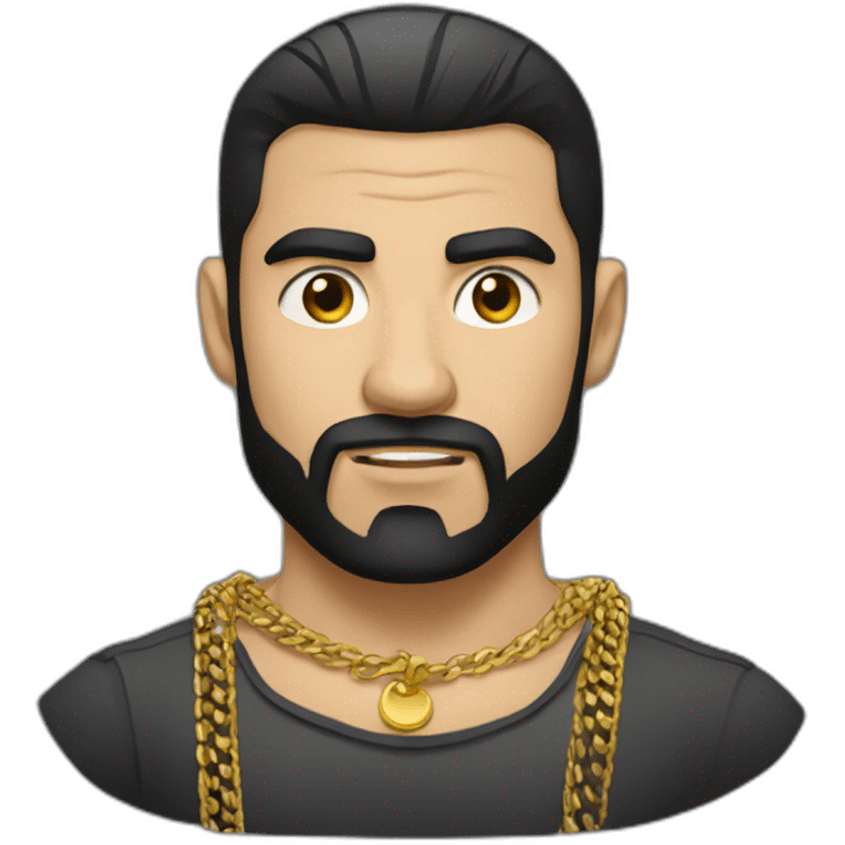 russian strong man thug wearing gold chain with black hair and short beard emoji