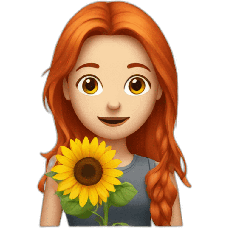 red-haired girl with a sunflower emoji