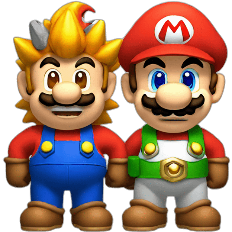 Mario and bowser from super mario emoji