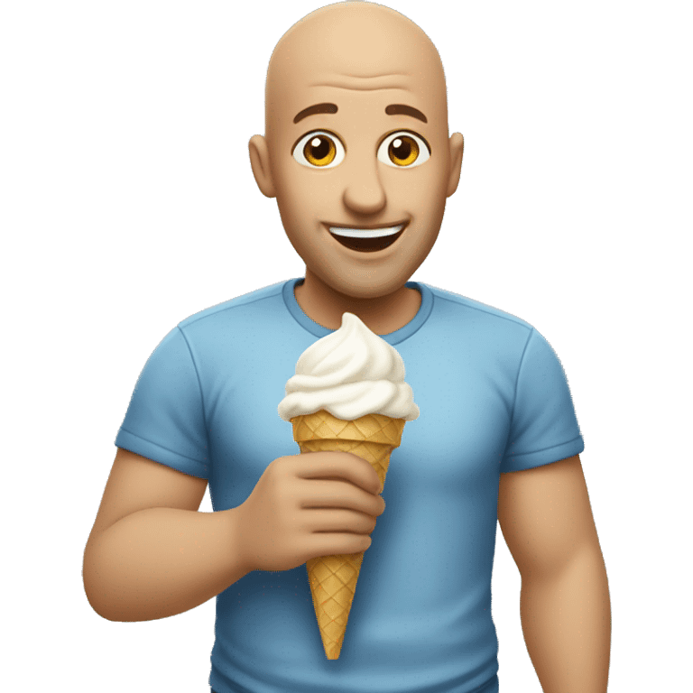 Bald guy eating ice cream  emoji