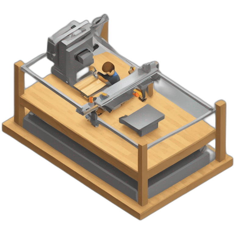 isometric fabricator working in creative workshop cnc machine woodshop metalshop industrial  emoji