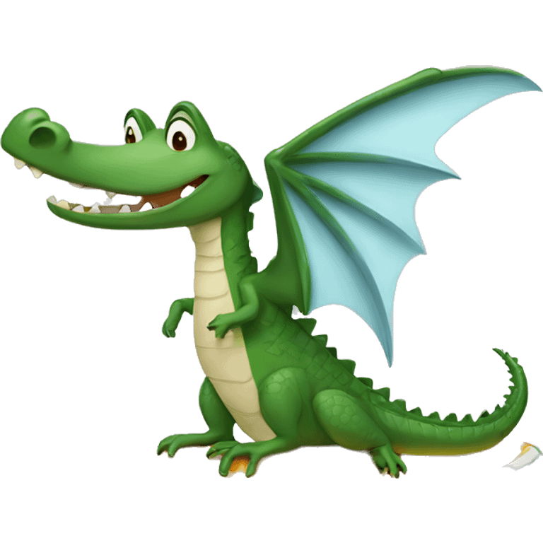 Crocodile on a surfboard with wings emoji