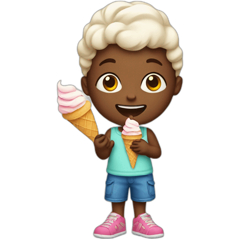 Kid with Ice cream emoji