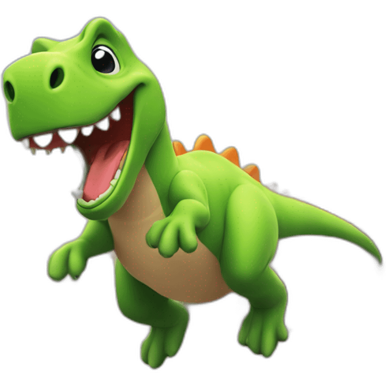 Cute dino jumping realistic in barcelona emoji