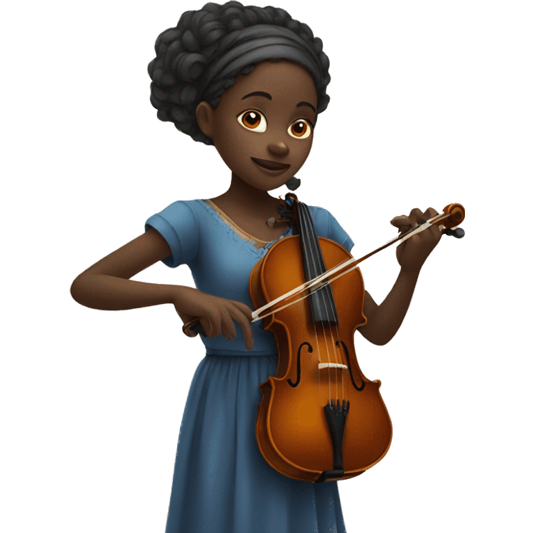 African girl playing violin emoji