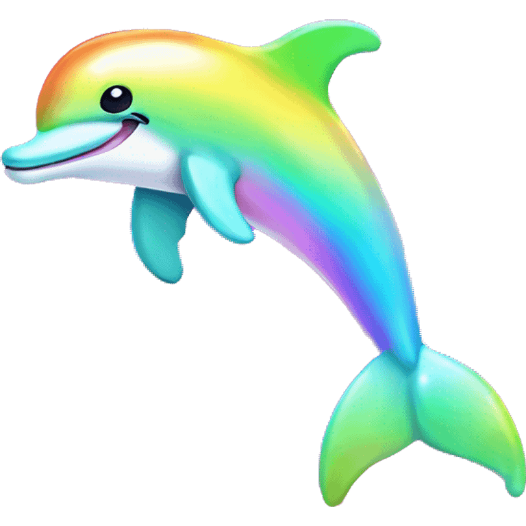 Kawaii pastel neon rainbow bedazzled dolphin emoji