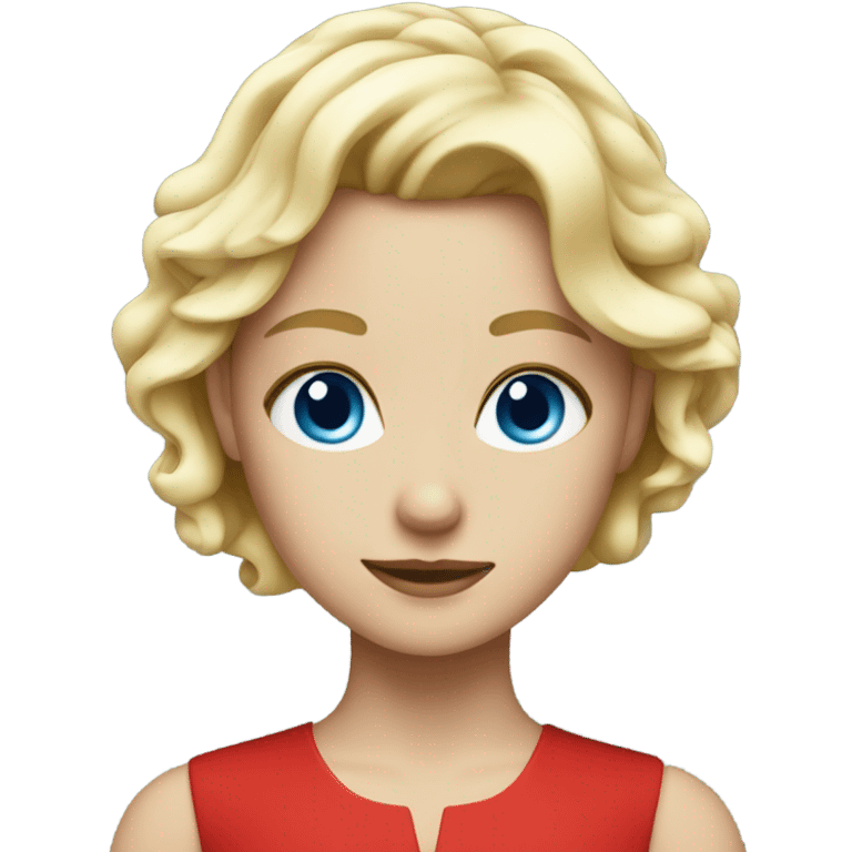 blonde girl in red dress with blue eyes emoji