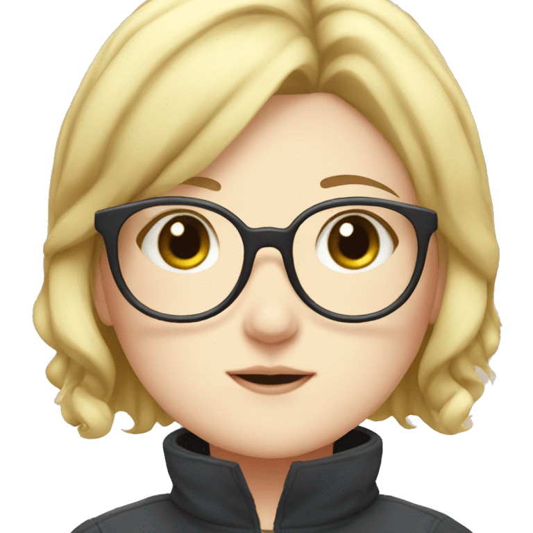 Chubby anime girl with glasses and short blonde hair emoji