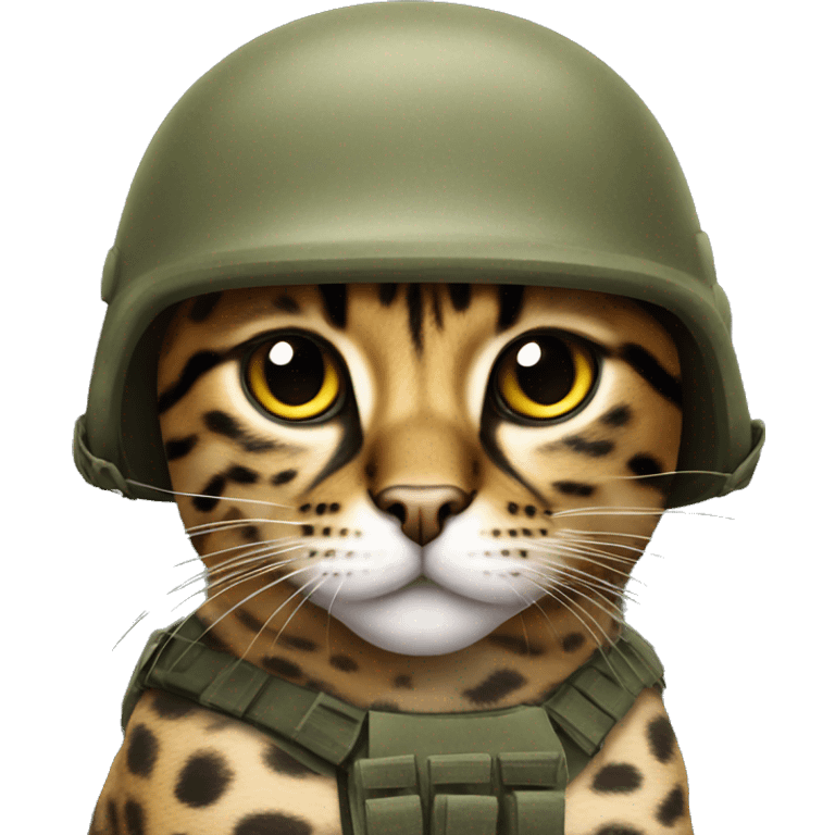 leopard cat in a military helmet emoji