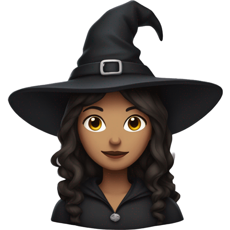 brunette witch with a cat emoji