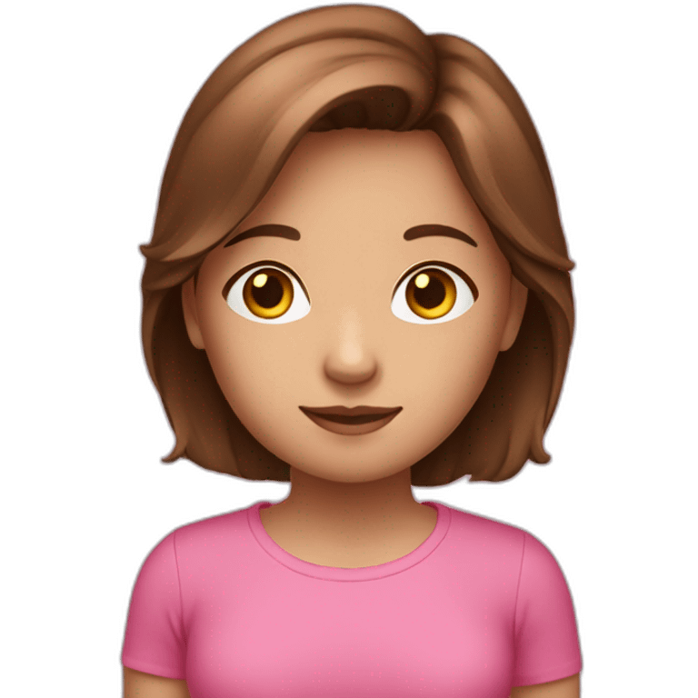 A girl whit brown hair and a pink top emoji