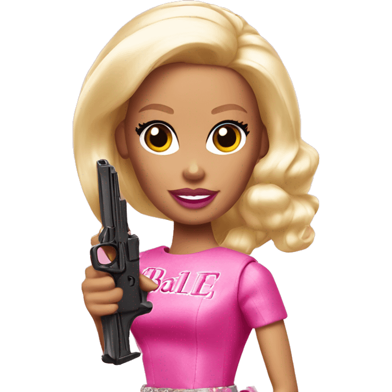 barbie with pink pistol emoji