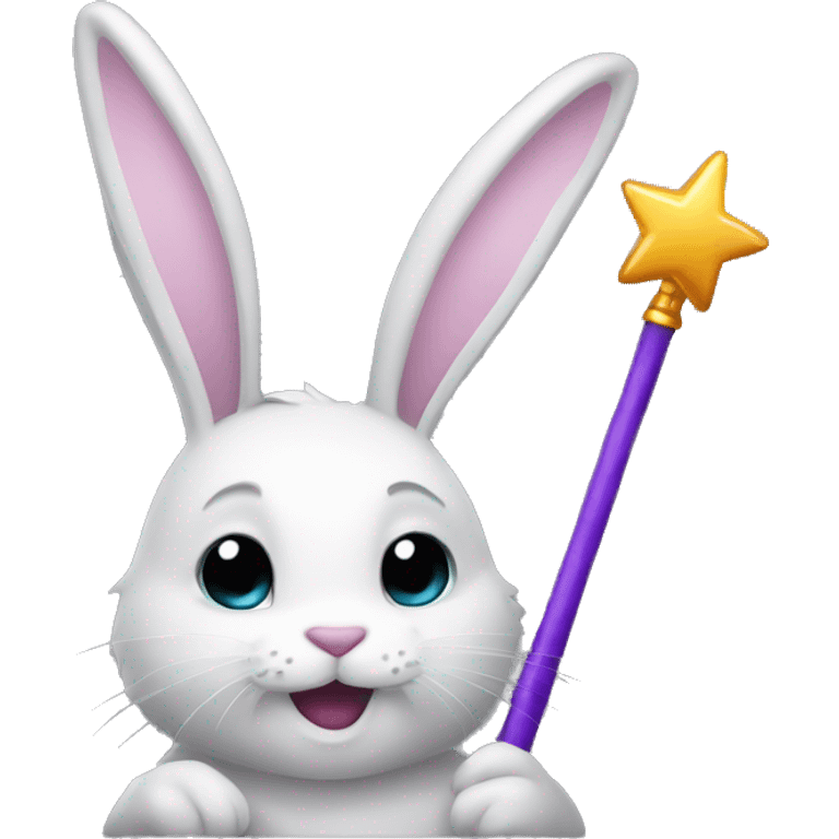 a rabbit with a magic wand emoji