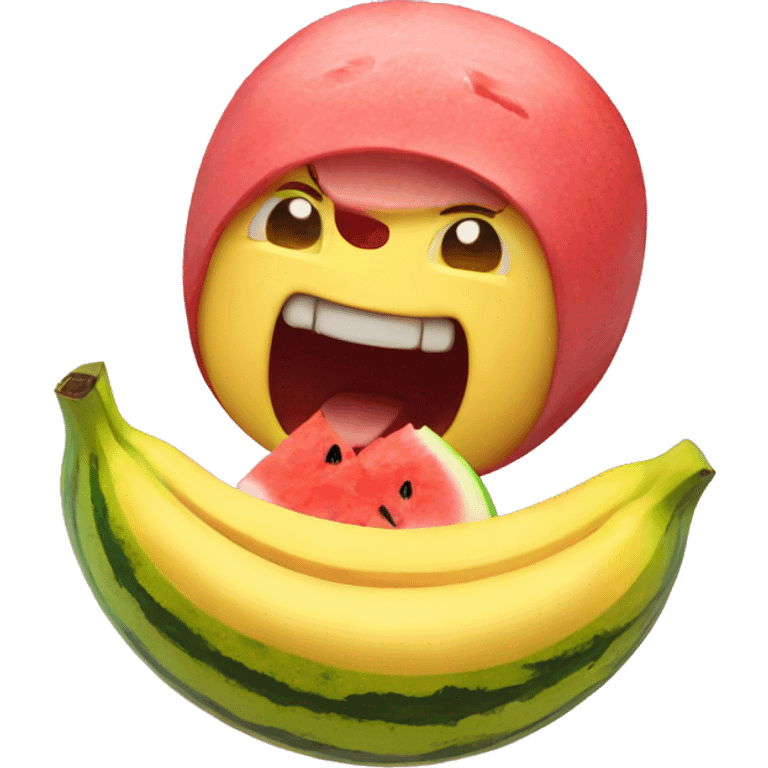 banana eating a watermelon  emoji