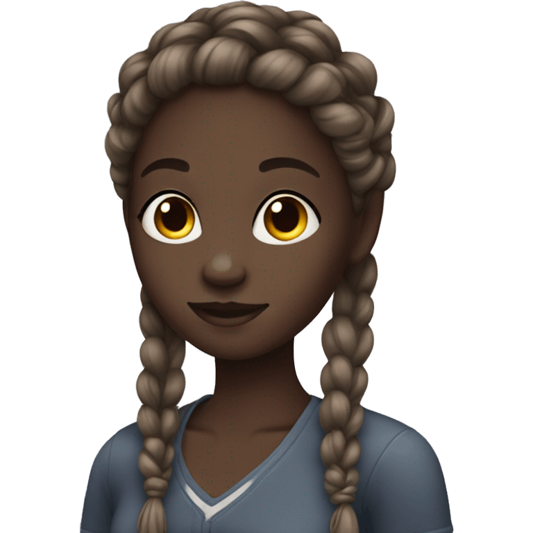 dark skin girl with braid emoji