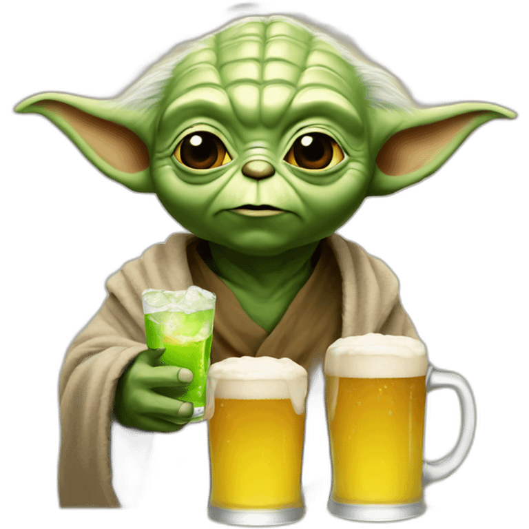 Yoda drink a beer emoji