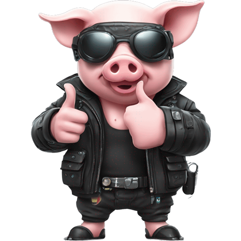 Pig cyberpunk with thumbs up emoji