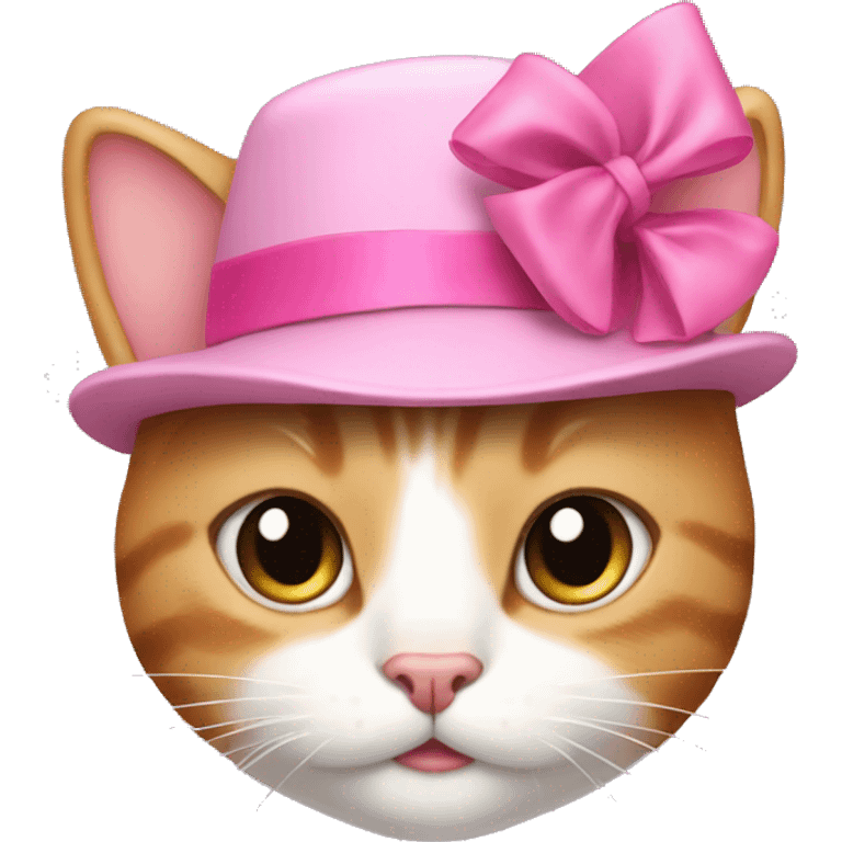 cat with a pink hat and a bow emoji