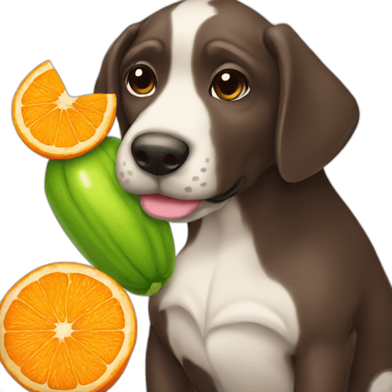 Perro tomando jugo de naranja  emoji