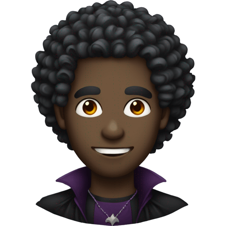 black male vampire with curly hair emoji