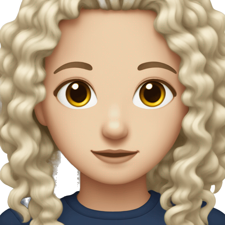 White girl with navy blue curly hair and brown eyes emoji