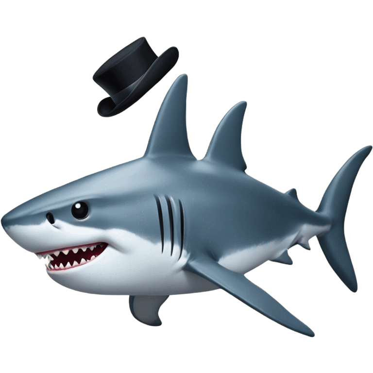 Shark with a top hat emoji