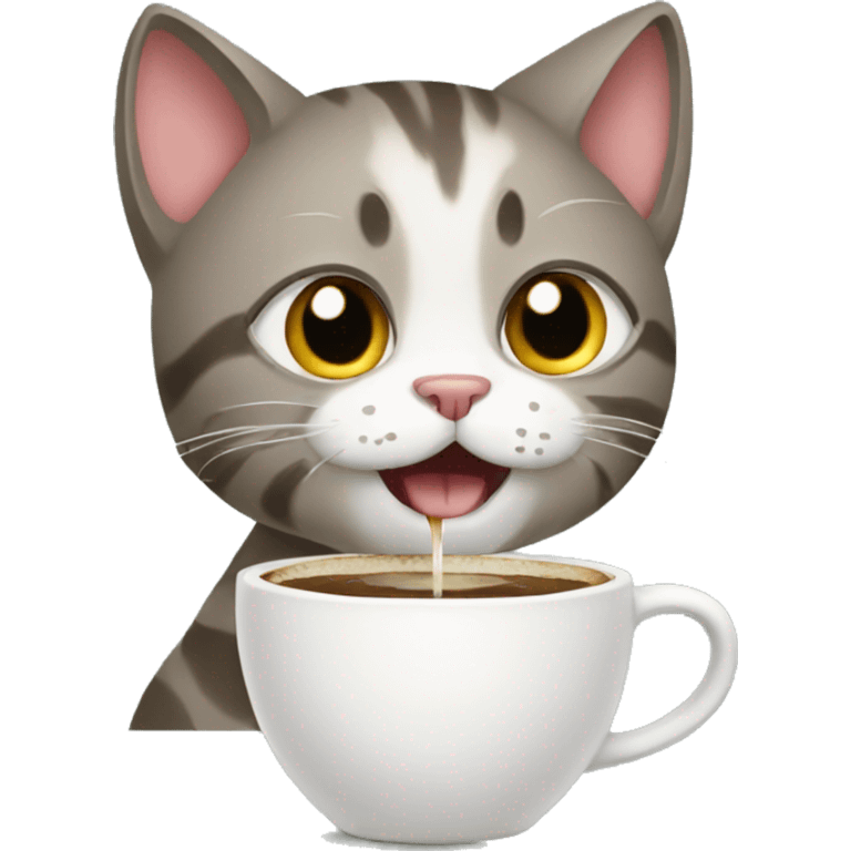 Cat drinking coffe emoji