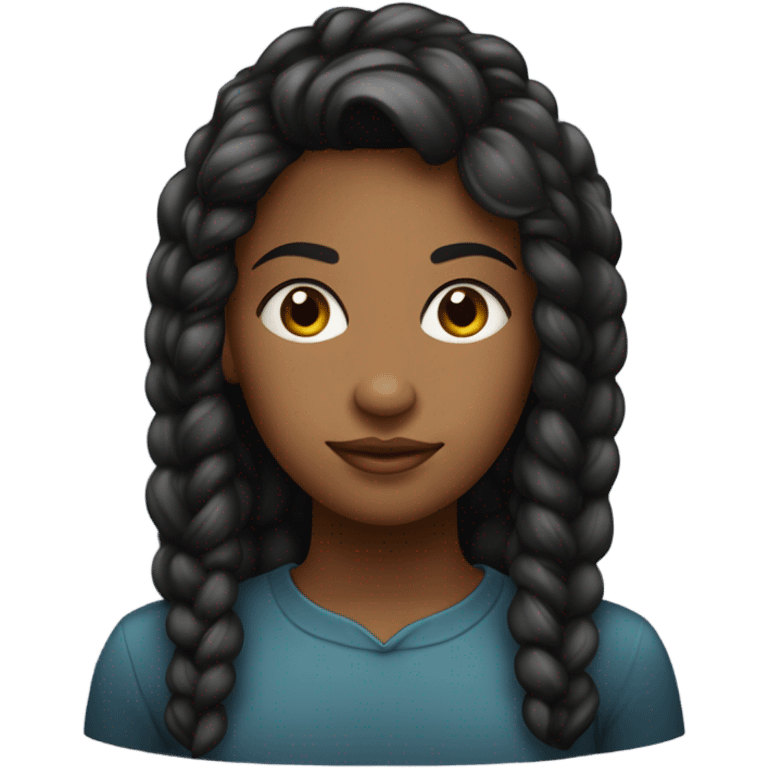 mulher negra com cabelo liso curto, mais velha, traços indigenas e  batom escuro, rosto redondo, baixinha emoji