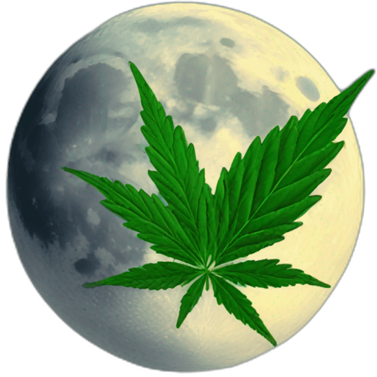 Moon holds cannabis emoji