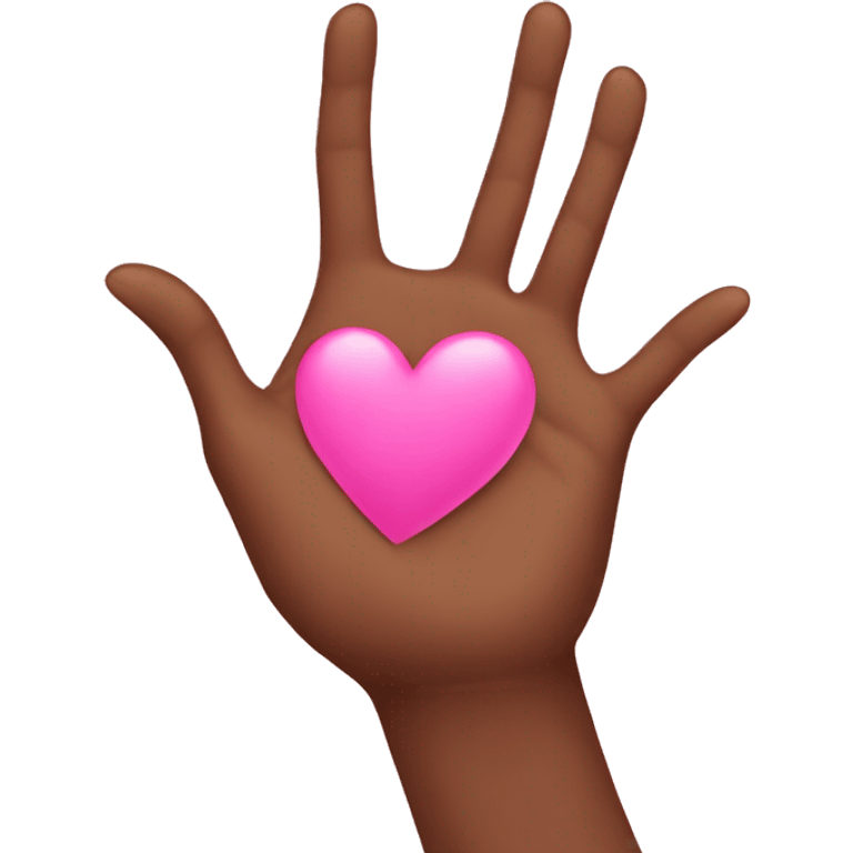 brown hands with pink nails making a heart emoji