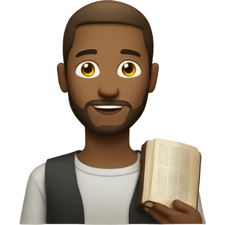 White man with bible modern emoji