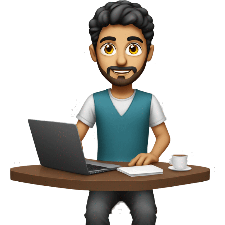 Graphic Designer arab boy with laptop emoji