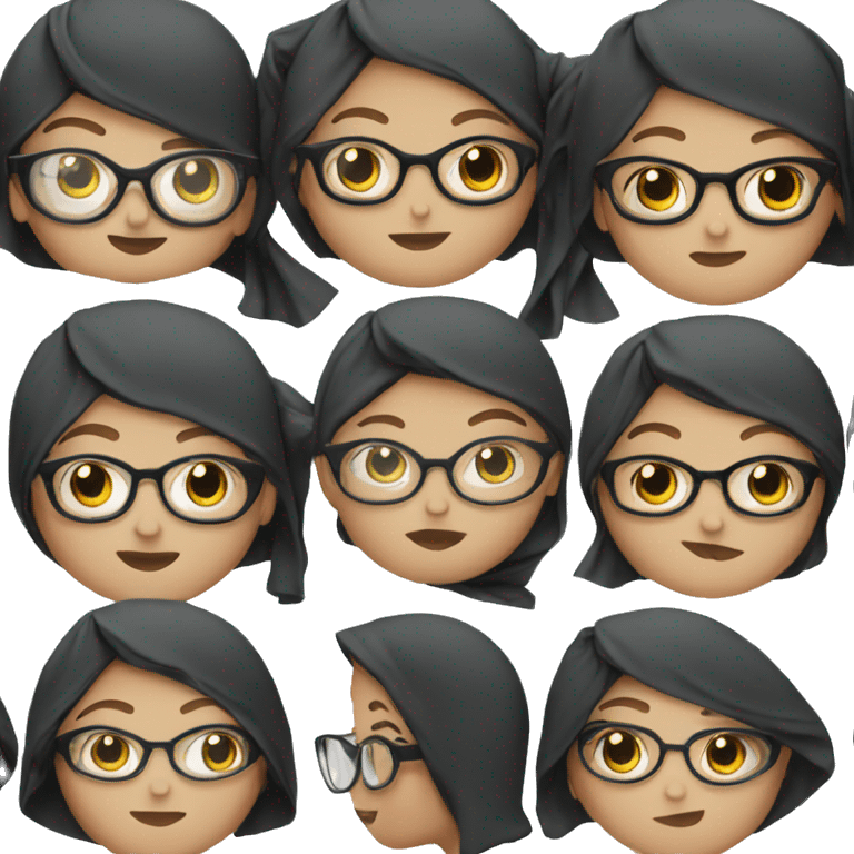 a girl withblack hijab and clear glasses red braces emoji