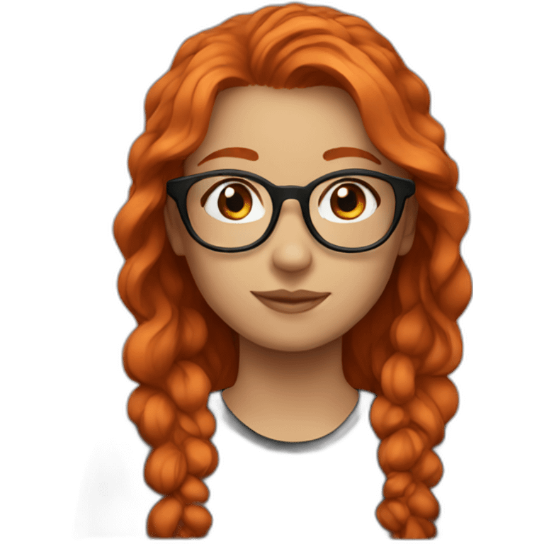 Red haired girl glasses black shirt emoji