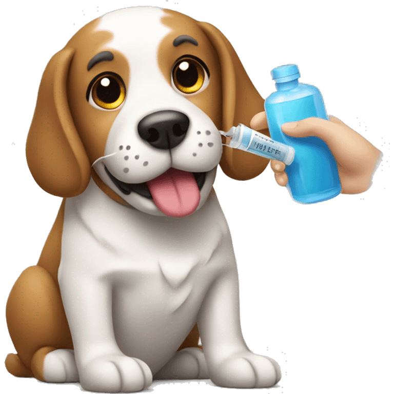 Dog receiving vaccine emoji